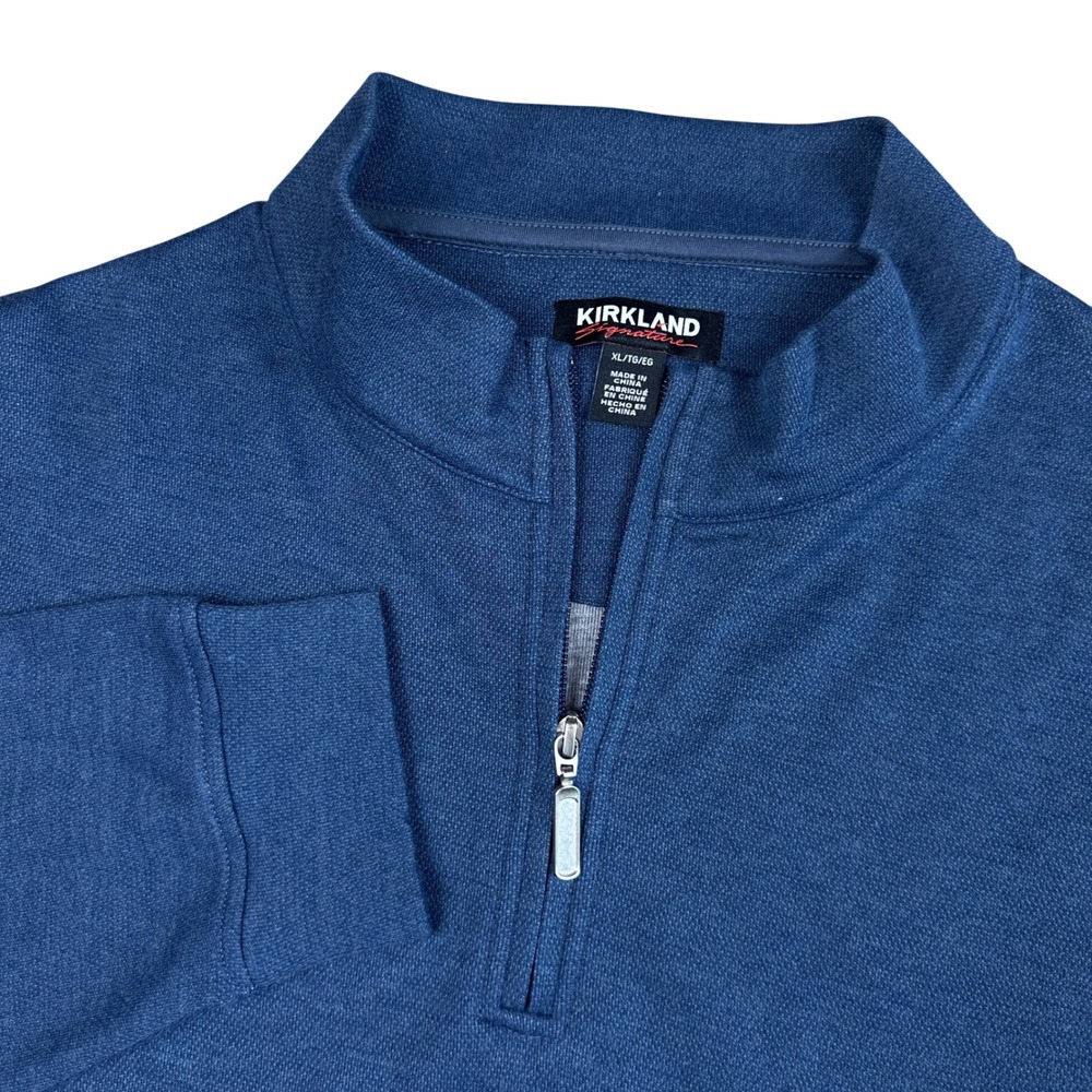 Kirkland Signature Mens XL Blue Quarter Zip Pullover Jersey Knit Sweatshirt Top